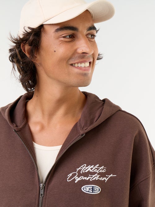 Sweat com capuz com inscrição à frente e atrás - Kiabi