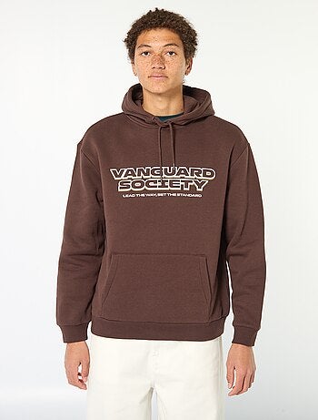 Sweat com capuz com inscrição na frente e atrás