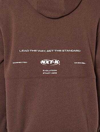 Sweat com capuz com inscrição na frente e atrás