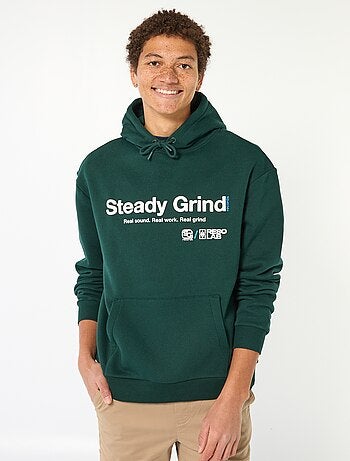 Sweat com capuz com inscrição na frente e atrás