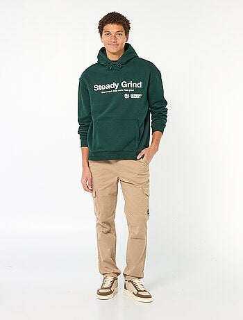 Sweat com capuz com inscrição na frente e atrás