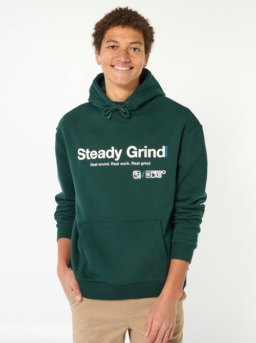 Sweat com capuz com inscrição na frente e atrás - Kiabi