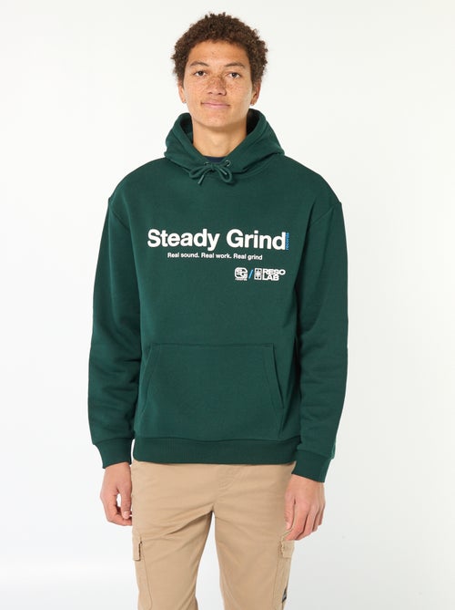 Sweat com capuz com inscrição na frente e atrás - Kiabi