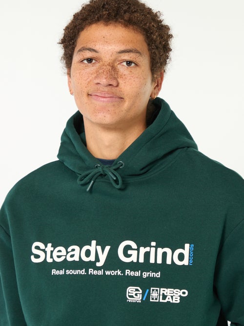 Sweat com capuz com inscrição na frente e atrás - Kiabi