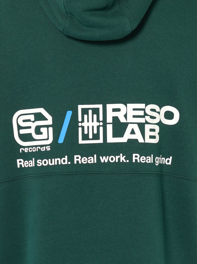 Sweat com capuz com inscrição na frente e atrás Verde - Kiabi