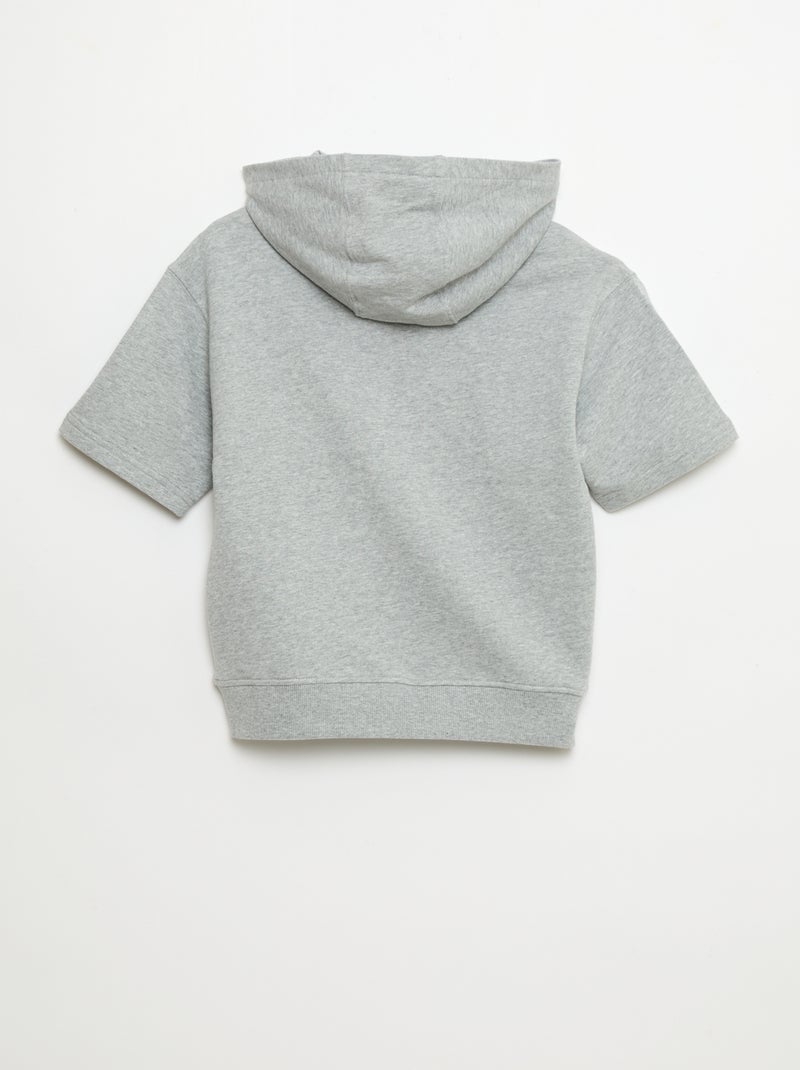 Sweat com capuz de manga curta Cinza - Kiabi
