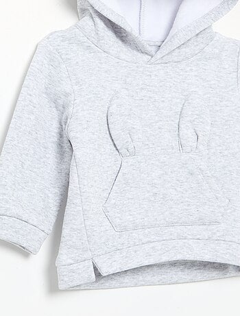Sweat com capuz de polar com orelhas de coelho