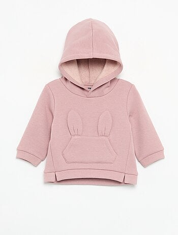Sweat com capuz de polar com orelhas de coelho