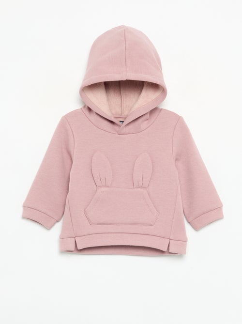 Sweat com capuz de polar com orelhas de coelho - Kiabi