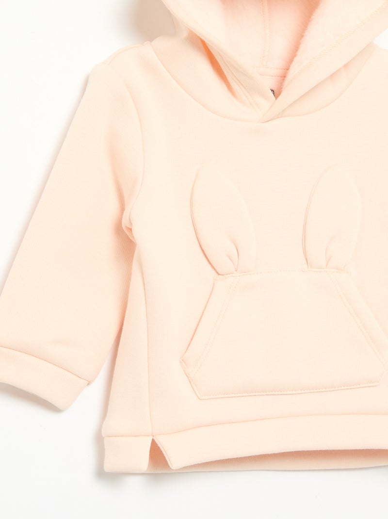 Sweat com capuz de polar com orelhas de coelho Rosa - Kiabi