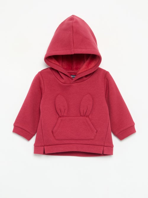 Sweat com capuz de polar com orelhas de coelho - Kiabi