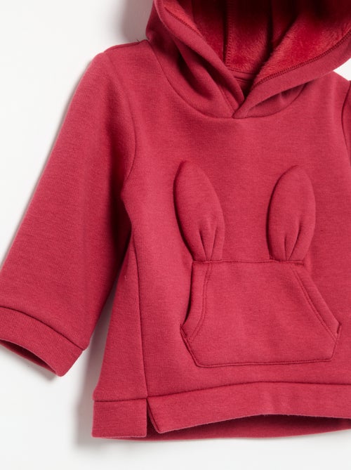 Sweat com capuz de polar com orelhas de coelho - Kiabi