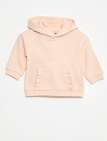 Sweat com capuz e bolso canguru com folhos