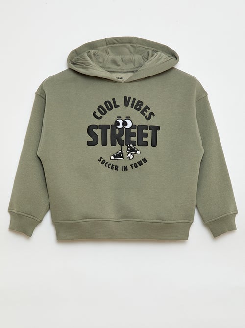 Sweat com capuz e estampado em relevo - Kiabi