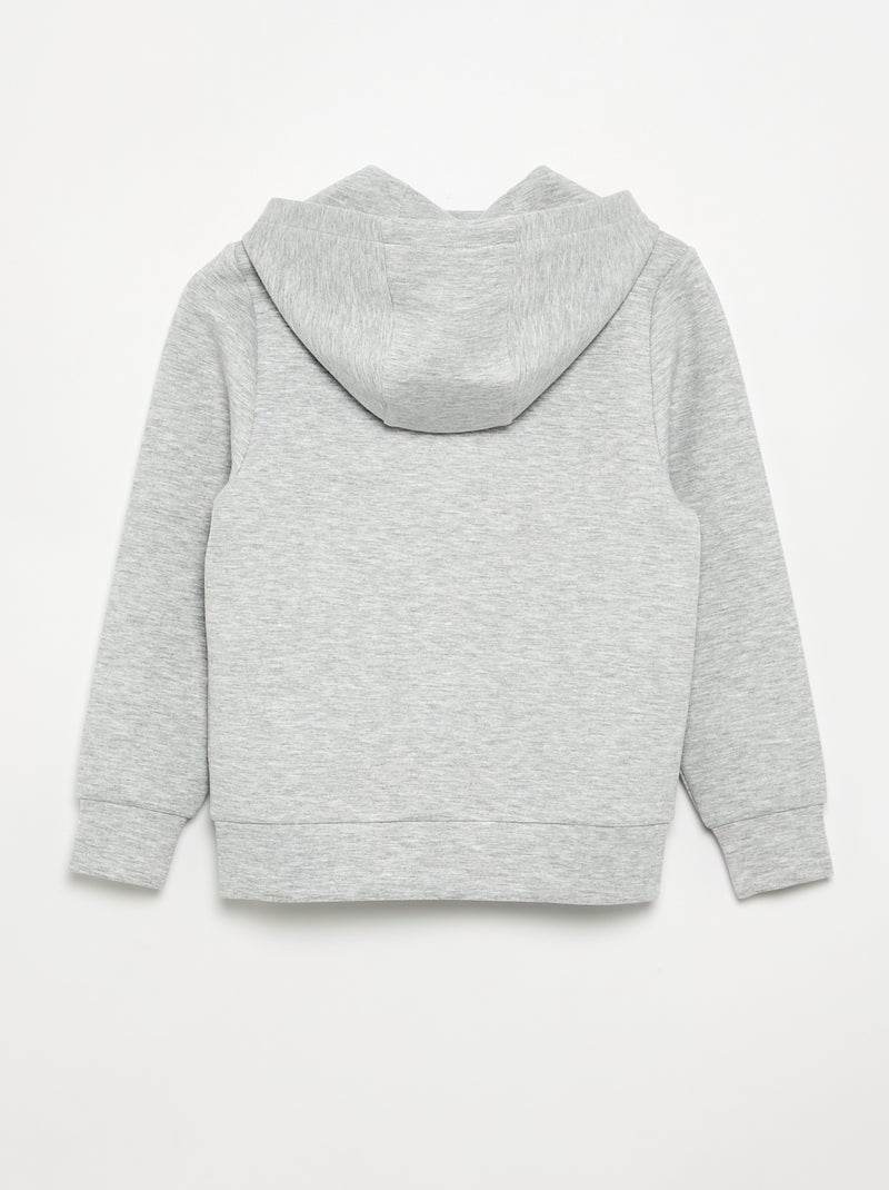 Sweat com capuz e fecho, com 2 bolsos com fecho Cinza - Kiabi