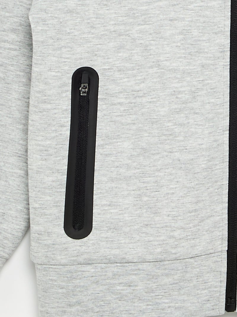 Sweat com capuz e fecho, com 2 bolsos com fecho Cinza - Kiabi