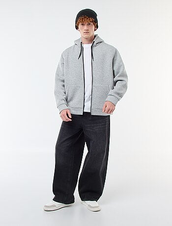 Sweat com capuz e fecho de correr forrado com efeito de lã de ovelha