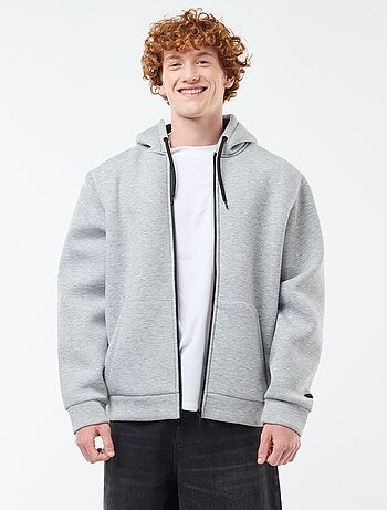 Sweat com capuz e fecho de correr forrado com efeito de lã de ovelha