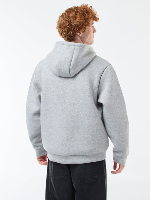 Sweat com capuz e fecho de correr forrado com efeito de lã de ovelha - Kiabi