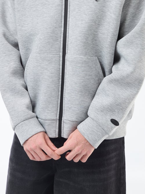 Sweat com capuz e fecho de correr forrado com efeito de lã de ovelha - Kiabi