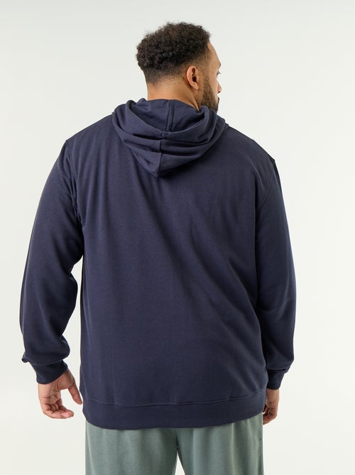 Sweat com capuz e fecho de correr lisa - Kiabi
