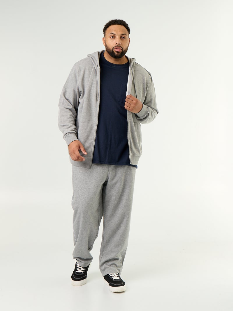 Sweat com capuz e fecho de correr lisa Cinza - Kiabi