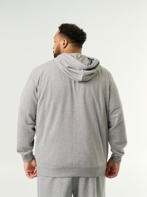 Sweat com capuz e fecho de correr lisa - Kiabi