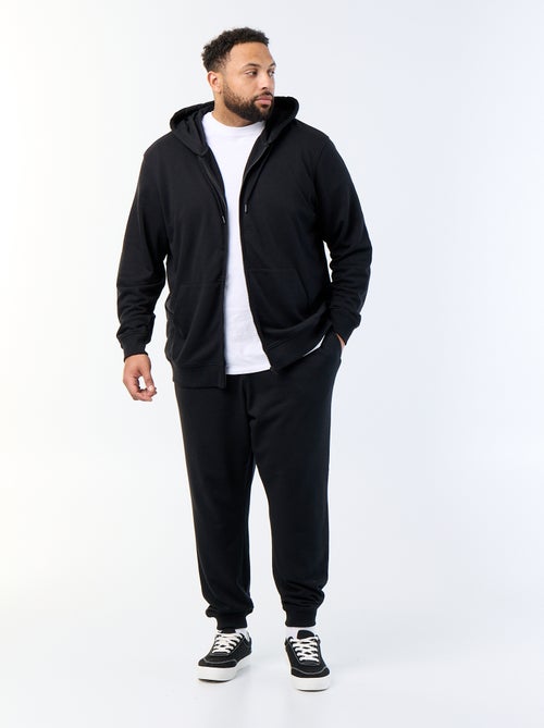 Sweat com capuz e fecho de correr lisa - Kiabi