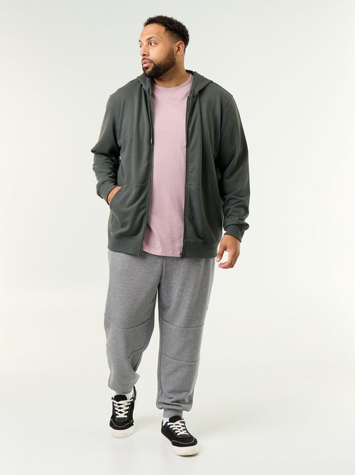 Sweat com capuz e fecho de correr lisa - Kiabi
