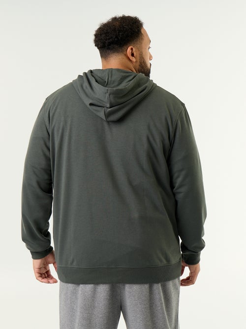 Sweat com capuz e fecho de correr lisa - Kiabi