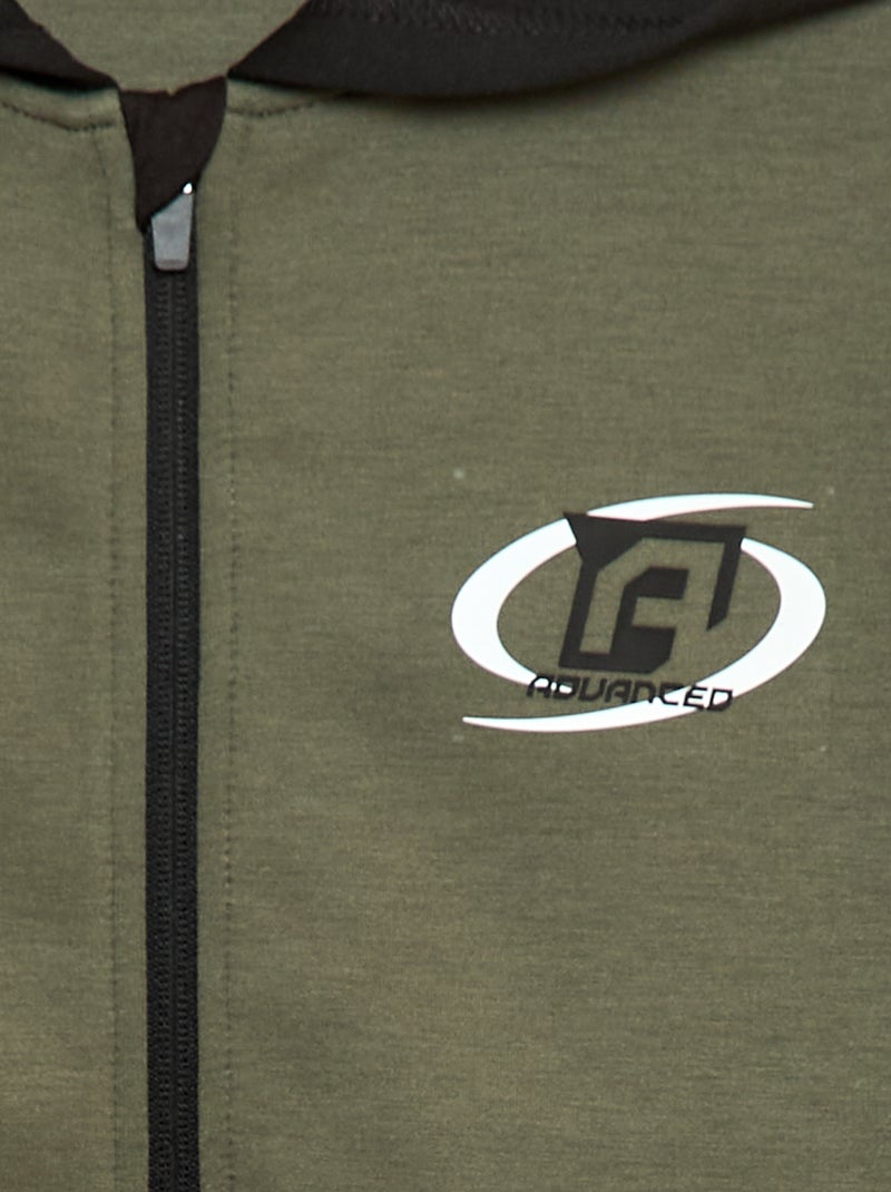 Sweat com capuz e fecho éclair Caqui - Kiabi