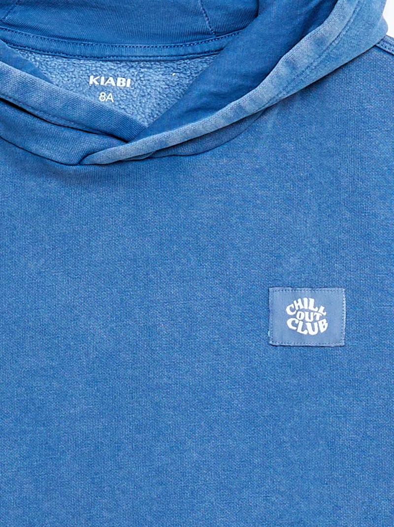 Sweat com capuz efeito desbotado Azul - Kiabi