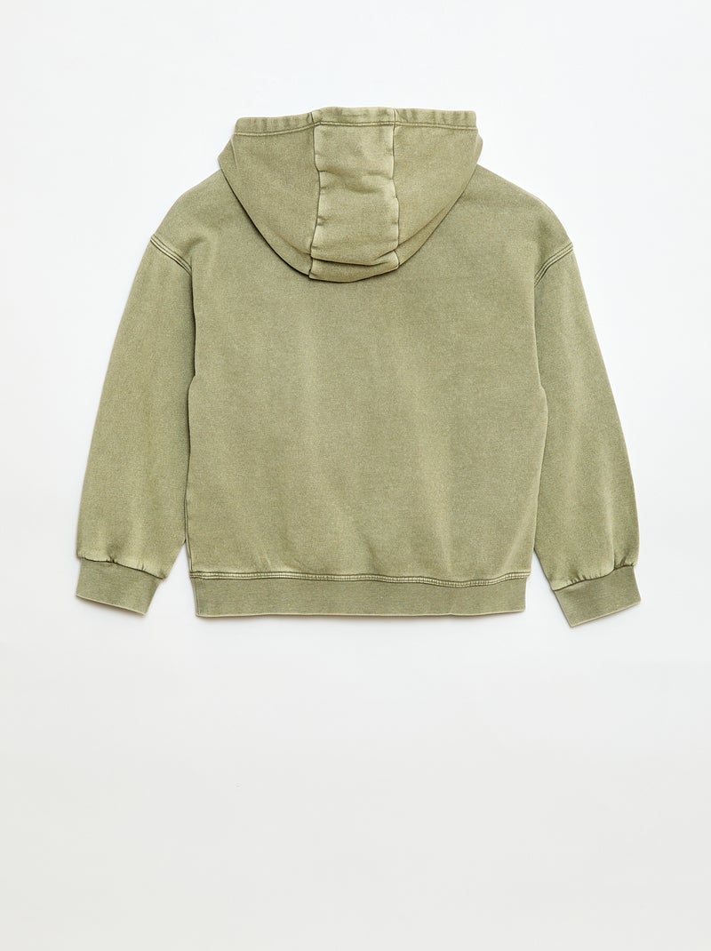 Sweat com capuz efeito desbotado Caqui - Kiabi