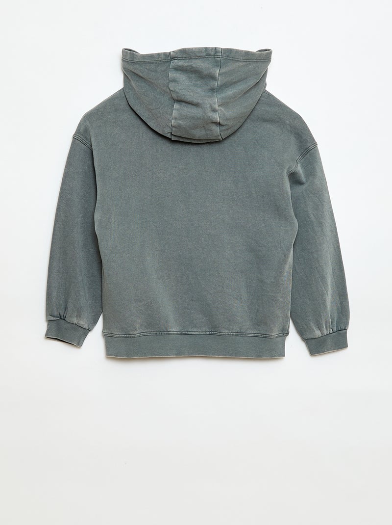 Sweat com capuz efeito desbotado Cinza - Kiabi