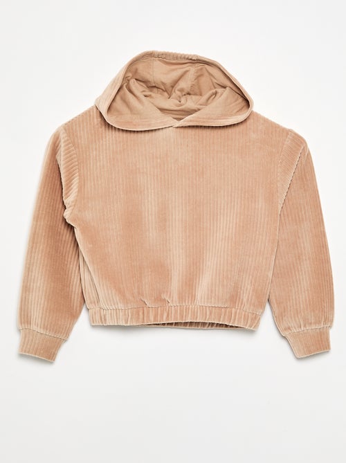 Sweat com capuz em malha canelada - Kiabi Sweat com capuz em malha canelada - Kiabi
