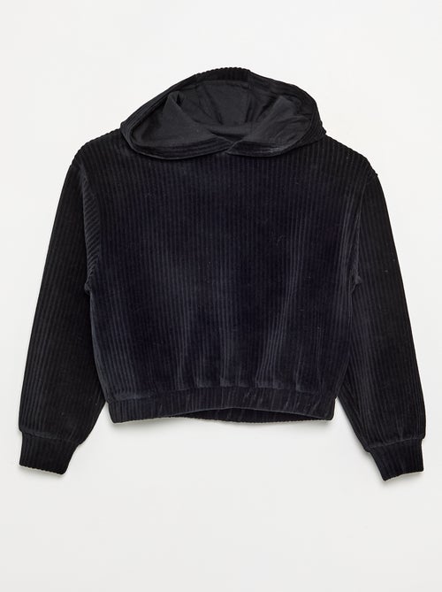 Sweat com capuz em malha canelada - Kiabi Sweat com capuz em malha canelada - Kiabi