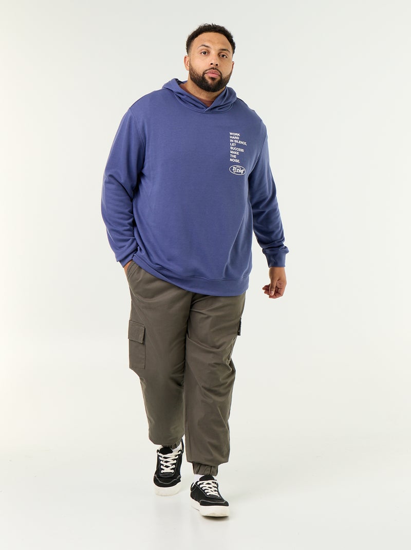 Sweat com capuz em moletão não cardado Azul - Kiabi