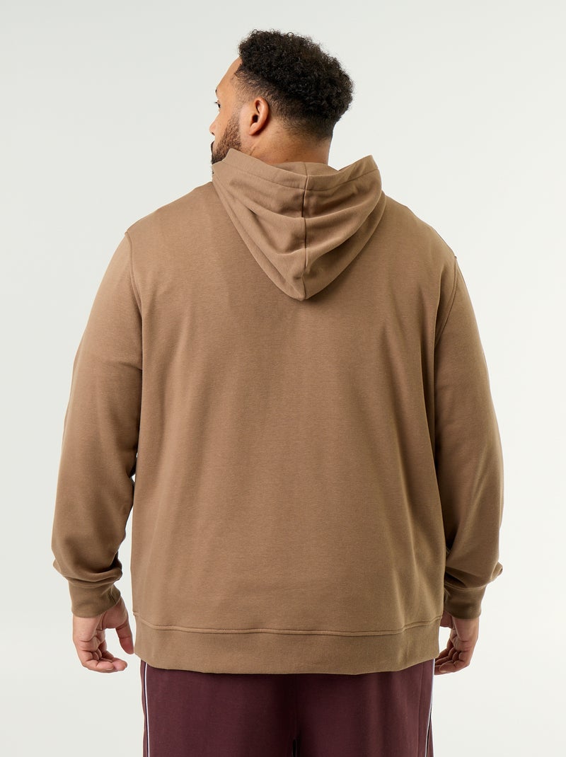Sweat com capuz em moletão não cardado Castanho - Kiabi