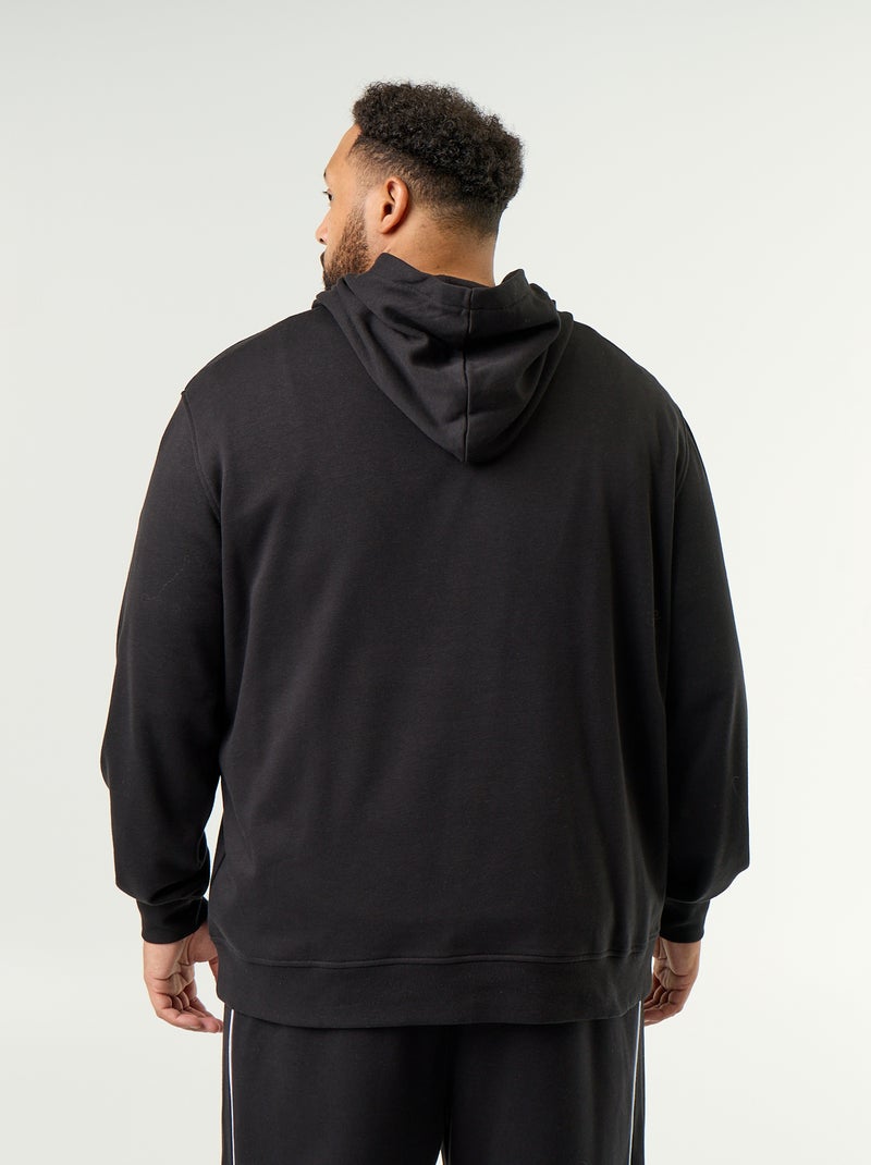 Sweat com capuz em moletão não cardado Preto - Kiabi