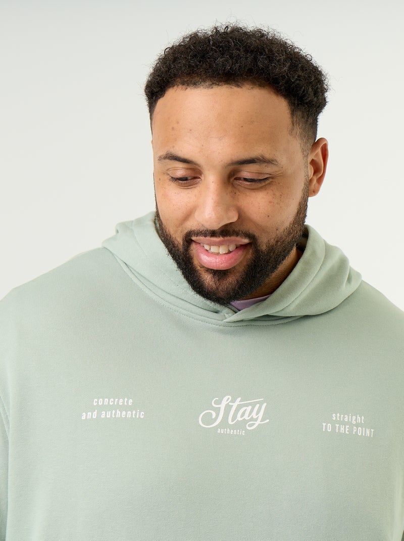 Sweat com capuz em moletão não cardado Verde - Kiabi