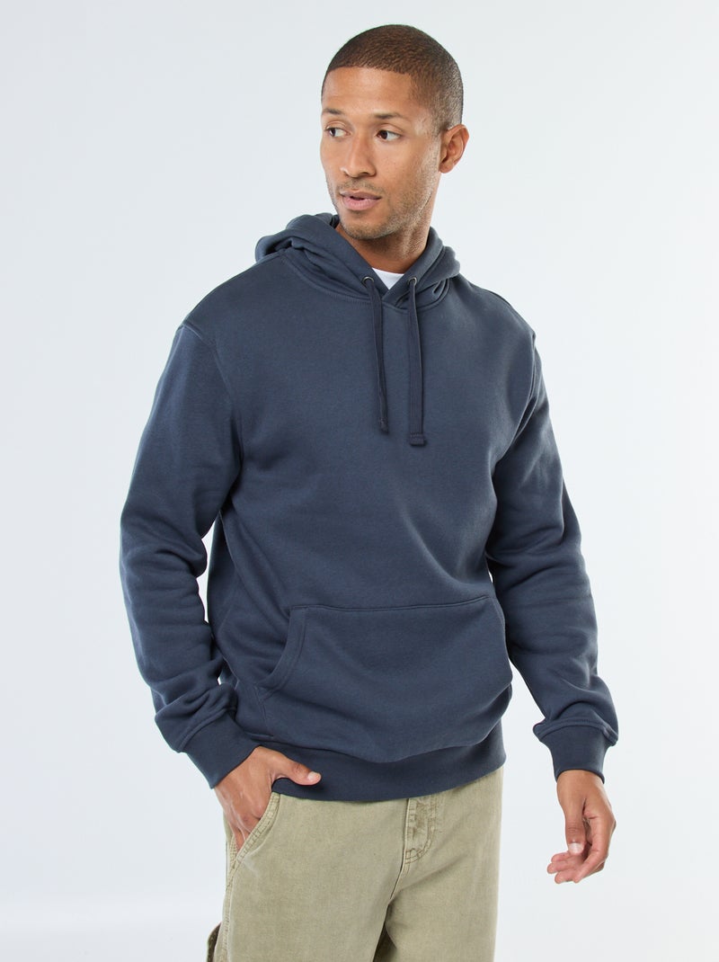 Sweat com capuz em moletom cardado com bolso canguru Azul - Kiabi