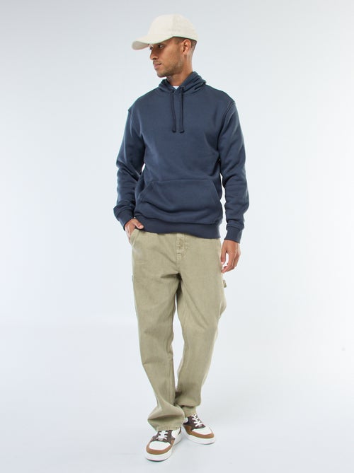 Sweat com capuz em moletom cardado com bolso canguru - Kiabi