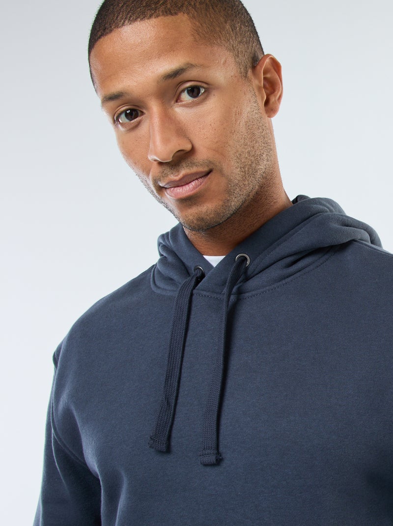 Sweat com capuz em moletom cardado com bolso canguru Azul - Kiabi