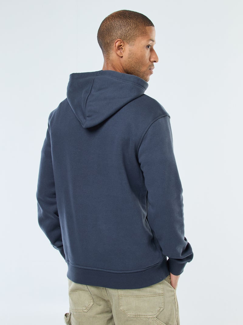 Sweat com capuz em moletom cardado com bolso canguru Azul - Kiabi