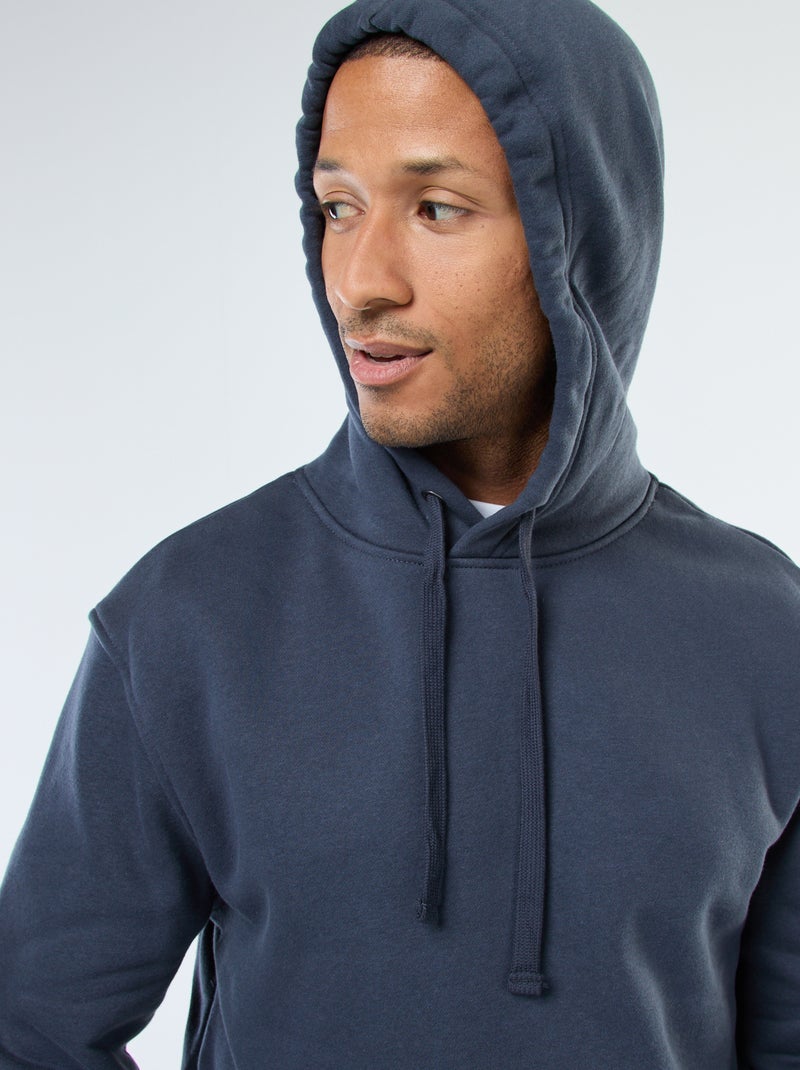 Sweat com capuz em moletom cardado com bolso canguru Azul - Kiabi