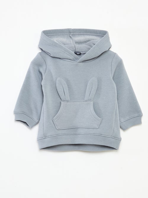 Sweat com capuz em moletom com desenho de coelho - Kiabi