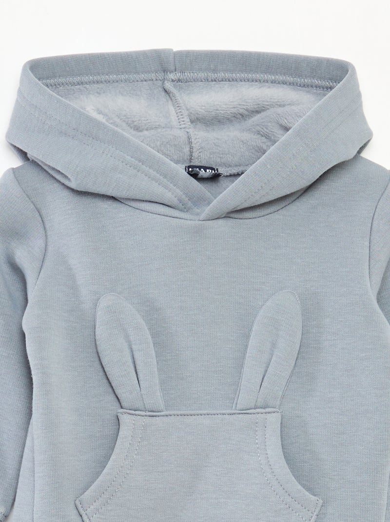 Sweat com capuz em moletom com desenho de coelho Azul - Kiabi