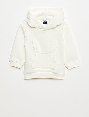 Sweat com capuz em moletom com desenho de coelho