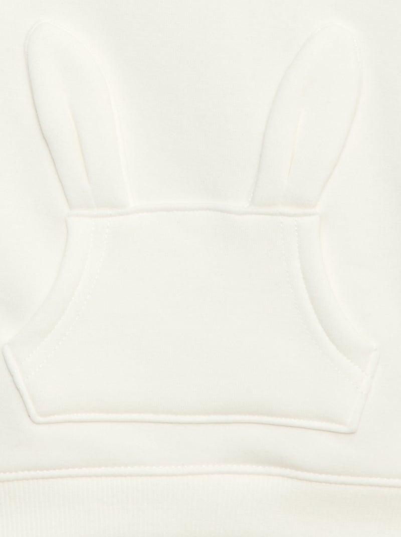 Sweat com capuz em moletom com desenho de coelho Branco - Kiabi