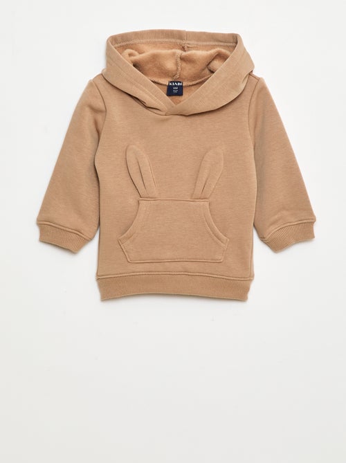 Sweat com capuz em moletom com desenho de coelho - Kiabi
